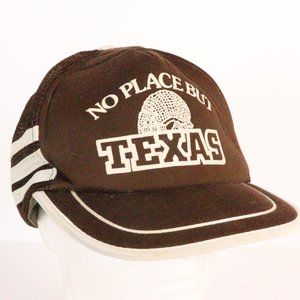 Vintage 60s 70s 80s San Sun No Place But Texas 3 Stripe Mesh SnapBack Hat VTG